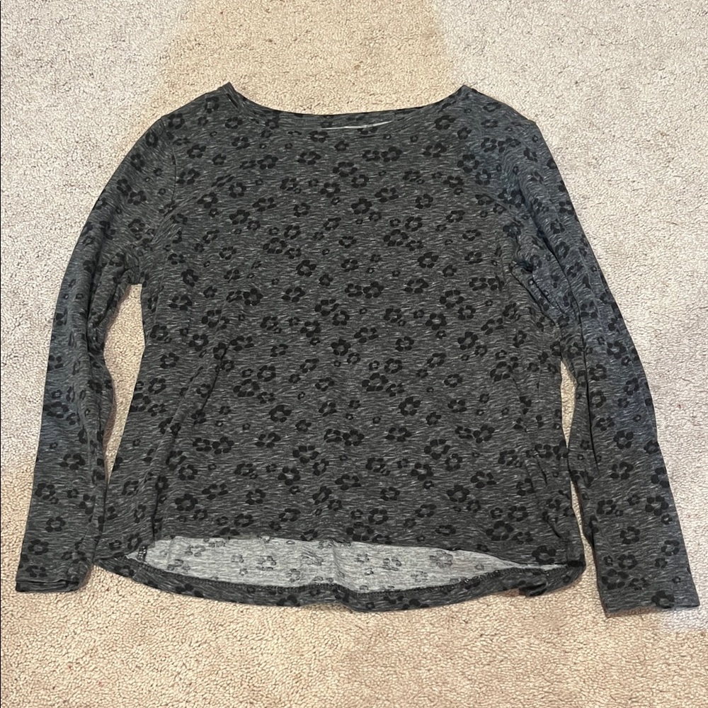 Old Navy Dark Gray Floral Long Sleeve Top